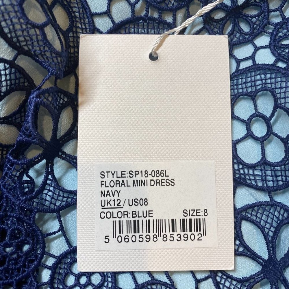 NWT Self-Portrait Bow Embellished Blue Lace Dress $428 - Picture 11 of 12